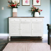 Kraft Bazaar Madrid Sideboard (M) White with Distressed Edges 130x35x80Cm